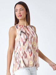 Roman Natural Roman Patterned Print Shimmer Blouses - Image 4 of 5