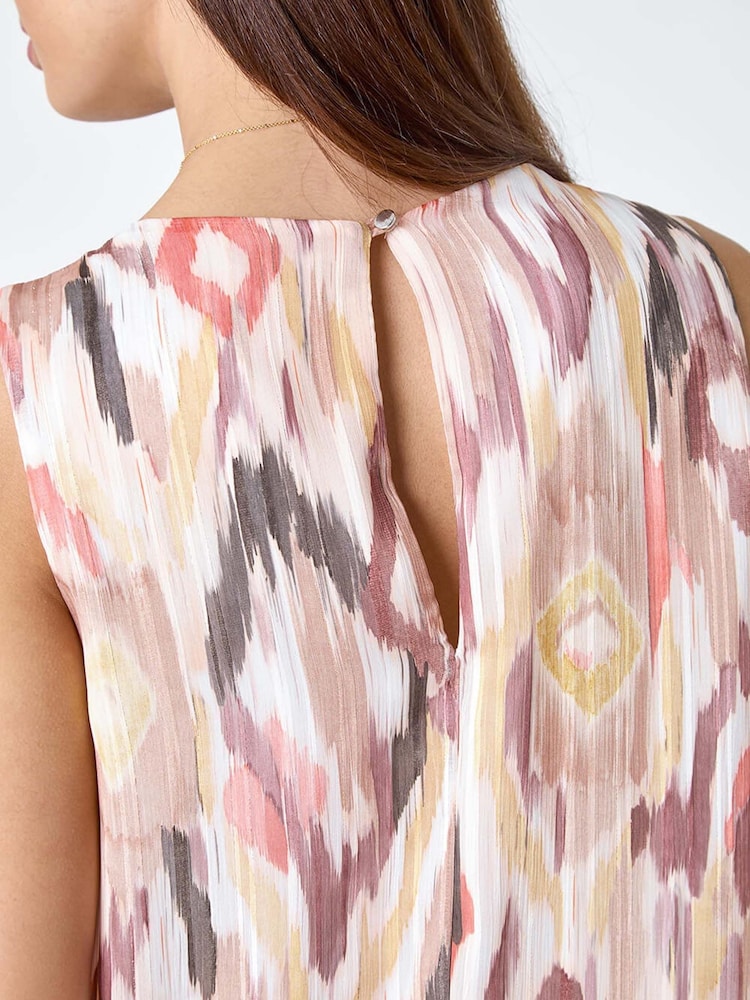 Roman Natural Roman Patterned Print Shimmer Blouses - Image 5 of 5