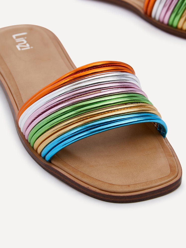 Linzi Green Utopia Multi Coloured Strappy Flat Sandals - Image 5 of 5