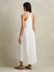 Reiss White Yana Petite Cotton Blend High-Low Midi Dress - Image 5 of 7
