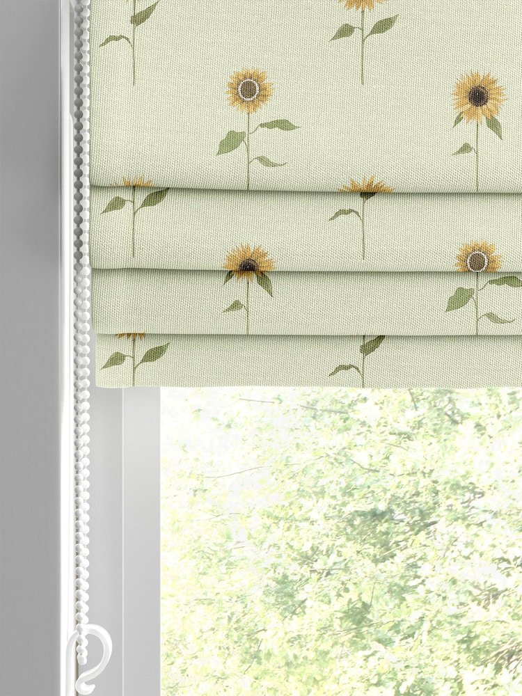 Sophie Allport Green Sunflowers Made to Measure 100% Cotton Roman Blinds - Image 2 of 6