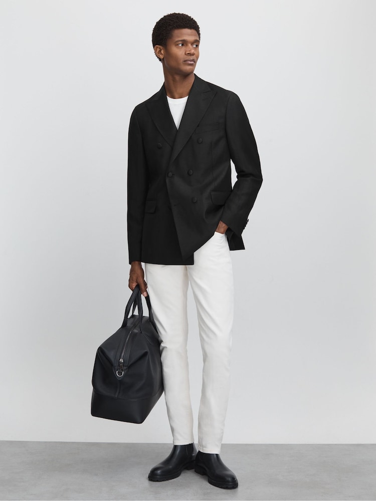 Oscar Jacobson Wool-Linen Double Breasted Blazer - Image 1 of 1