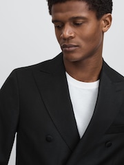 Oscar Jacobson Wool-Linen Double Breasted Blazer - Image 4 of 7