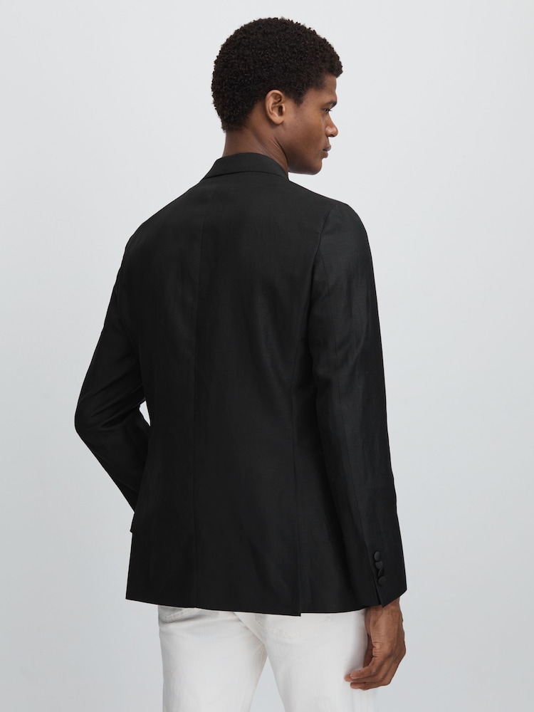 Oscar Jacobson Wool-Linen Double Breasted Blazer - Image 5 of 7
