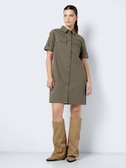 NOISY MAY Green 100% Cotton Utility Denim Dress - Image 1 of 3