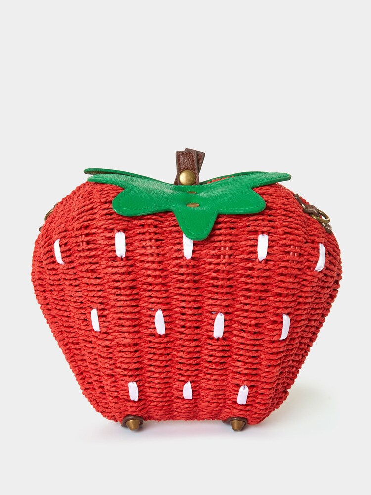 Joe Browns Red Cute Strawberry Shaped Basket Weave Cross Body Bag - Image 1 of 2