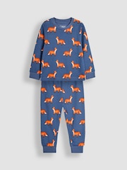 JoJo Maman Bébé Blue Fox Jersey Pyjamas - Image 1 of 5
