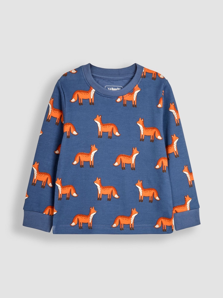 JoJo Maman Bébé Blue Fox Jersey Pyjamas - Image 2 of 5