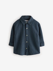 Navy Blue Double Cloth 100% Cotton Shirt - Image 1 of 1