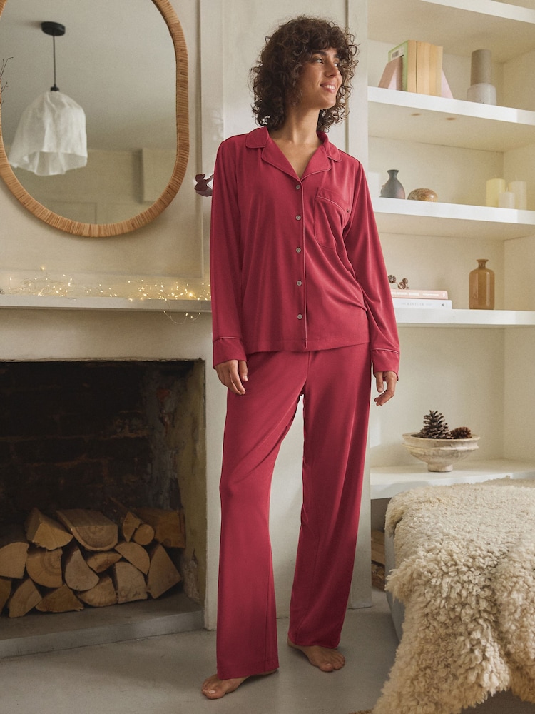 Red Sandwash Button Through Pyjamas - Image 2 of 10