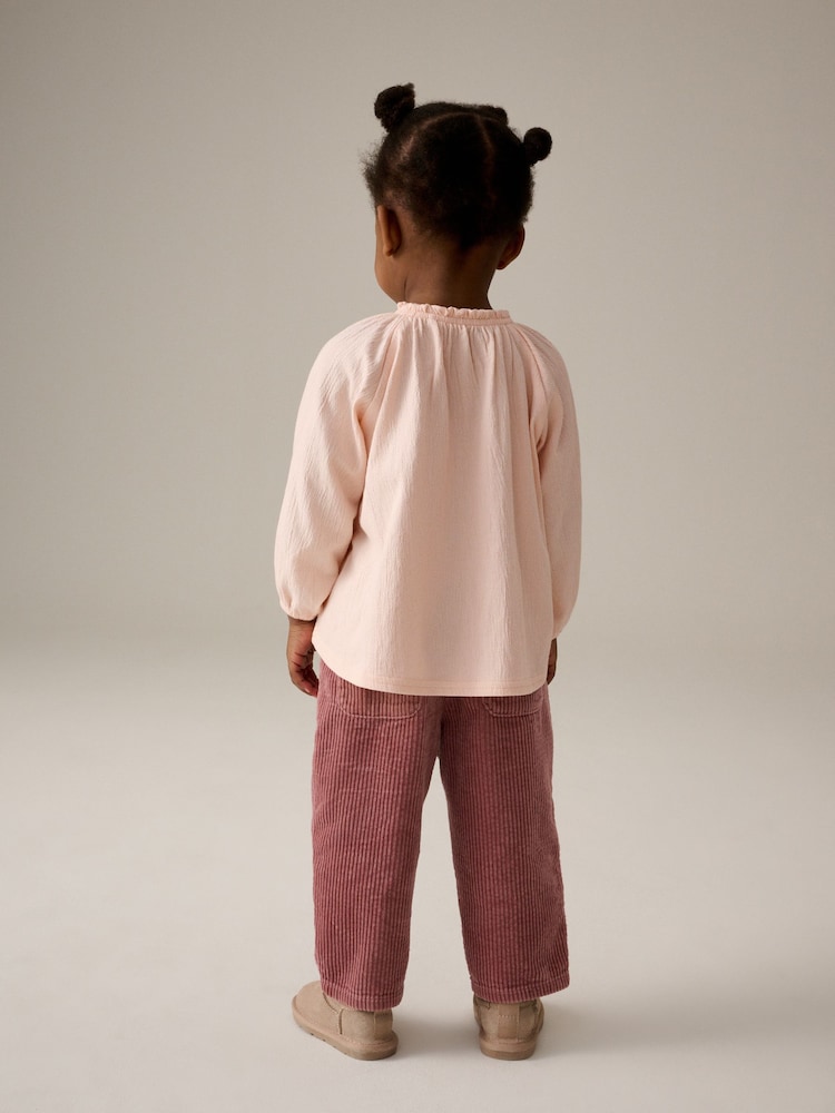 Pink Long Sleeve Gathered Neck Blouse (3mths-7yrs) - Image 2 of 7 Pink Long Sleeve Gathered Neck Blouse (3mths-7yrs) - Image 2 of 7