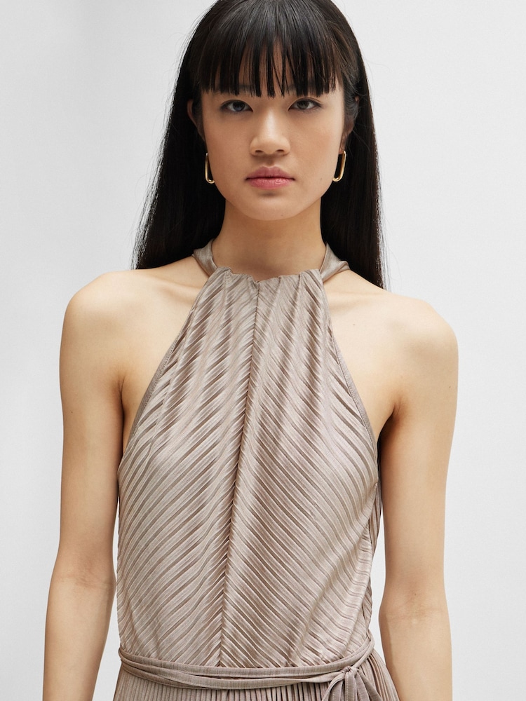 BOSS Natural Plissé Pleat Belt Sleeveless Jumpsuit - Image 2 of 5
