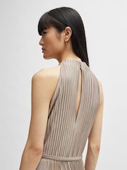 BOSS Natural Plissé Pleat Belt Sleeveless Jumpsuit - Image 3 of 5