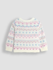JoJo Maman Bébé Cream 3 Piece Fair Isle Pattern Baby Knit Cardigan, Trousers & Hat Set - Image 3 of 6