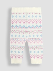 JoJo Maman Bébé Cream 3 Piece Fair Isle Pattern Baby Knit Cardigan, Trousers & Hat Set - Image 4 of 6