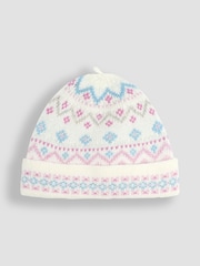 JoJo Maman Bébé Cream 3 Piece Fair Isle Pattern Baby Knit Cardigan, Trousers & Hat Set - Image 6 of 6