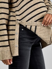JoJo Maman Bébé Oatmeal & Black Stripe Collared Maternity & Nursing Jumper - Image 4 of 4