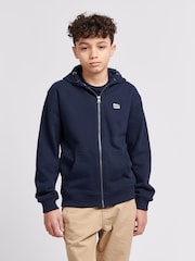 Lee Blue Boys 100% Cotton Zip-Through Badge Hoodie - Image 1 of 6