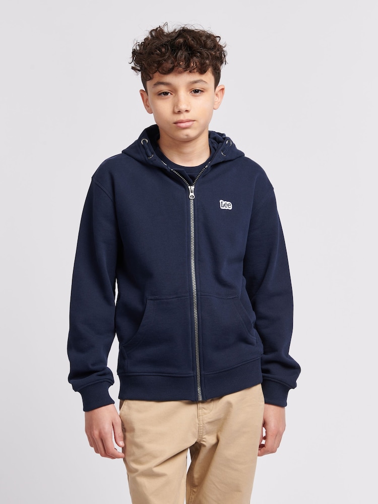 Lee Blue Boys 100% Cotton Zip-Through Badge Hoodie - Image 1 of 6