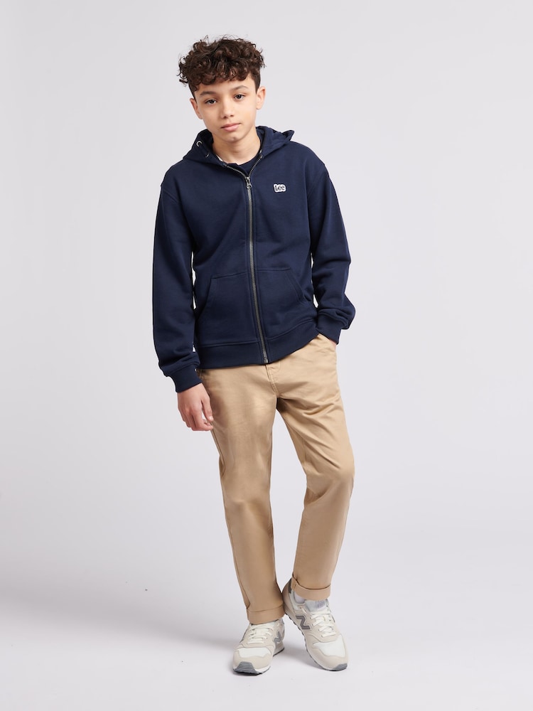 Lee Blue Boys 100% Cotton Zip-Through Badge Hoodie - Image 3 of 6