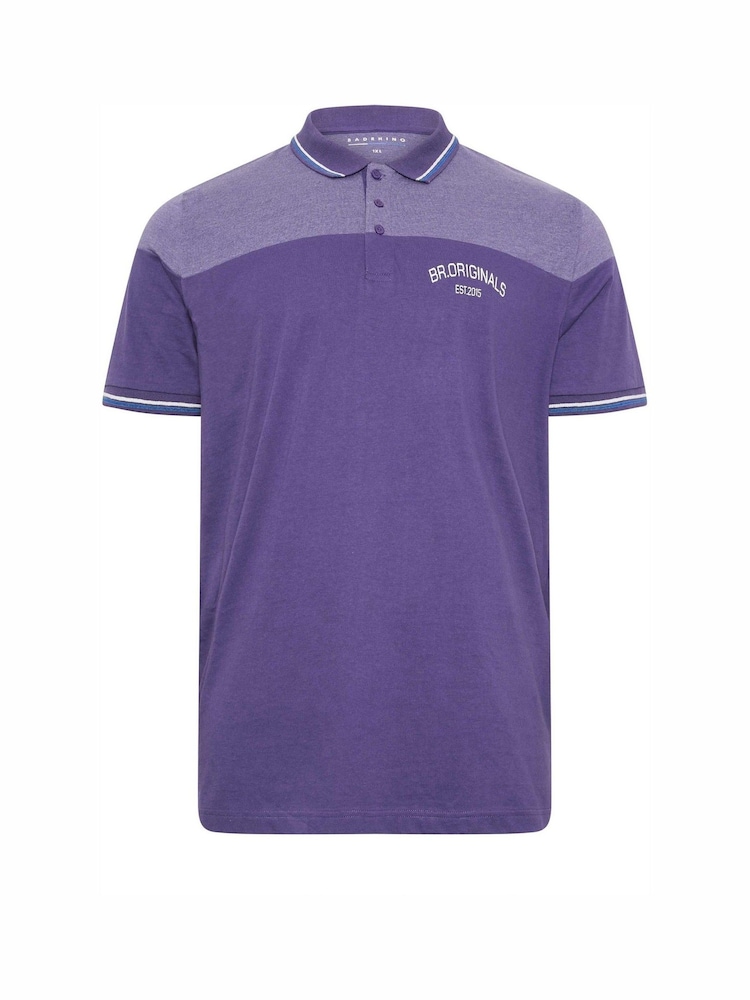 BadRhino Big & Tall Purple 'Originals' Cut & Sew Polo Shirt - Image 2 of 3