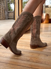Penelope Chilvers Goldie Embroidered Cowboy Brown Boots - Image 6 of 8