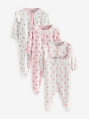 وردي - Cath Kidston Floral Baby 100% Cotton Sleepsuits 3 Pack - صورة 1 من 6
