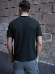Threadbare Black Texture Relaxed Fit Textured T-Shirt - Image 2 of 4