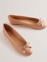 Ted Baker Pink Flat Ayvvah Bow Ballerina Shoes With Signature Coin - Image 2 of 4