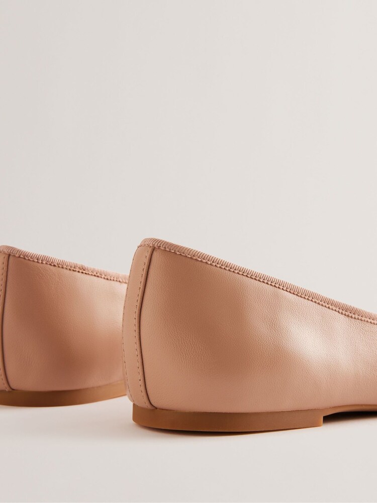 Ted Baker Pink Flat Ayvvah Bow Ballerina Shoes With Signature Coin - Image 4 of 4