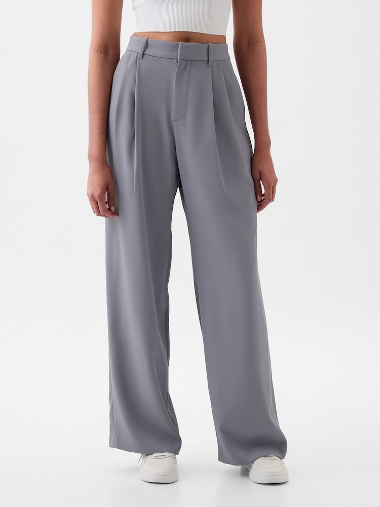 Gap Grey 365 High Waisted Pleated Trousers - Image 1 of 5 Gap Grey 365 High Waisted Pleated Trousers - Image 1 of 5