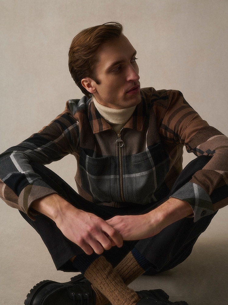 Barbour® Brown Cedarwood Lannich Tartan 100% Cotton Check Overshirt - Image 1 of 10