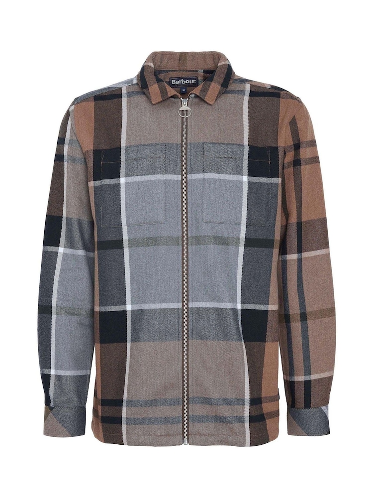 Barbour® Brown Cedarwood Lannich Tartan 100% Cotton Check Overshirt - Image 10 of 10