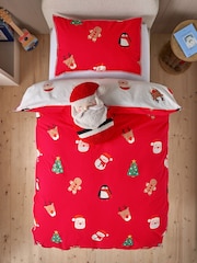 Red Santa Christmas Duvet Cover and Pillowcase Set - Image 1 of 11