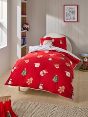 Red Santa Christmas Duvet Cover and Pillowcase Set - Image 2 of 11