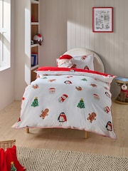 Red Santa Christmas Duvet Cover and Pillowcase Set - Image 3 of 11
