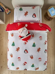 Red Santa Christmas Duvet Cover and Pillowcase Set - Image 4 of 11