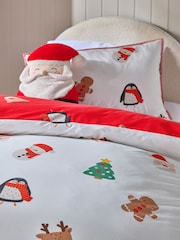 Red Santa Christmas Duvet Cover and Pillowcase Set - Image 6 of 11