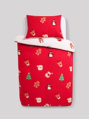 Red Santa Christmas Duvet Cover and Pillowcase Set - Image 7 of 11