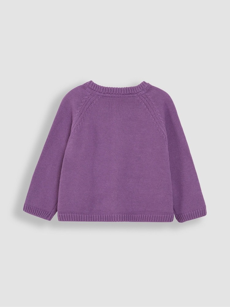 JoJo Maman Bébé Purple Bunny & Bird Pet in Pocket Cardigan - Image 2 of 3