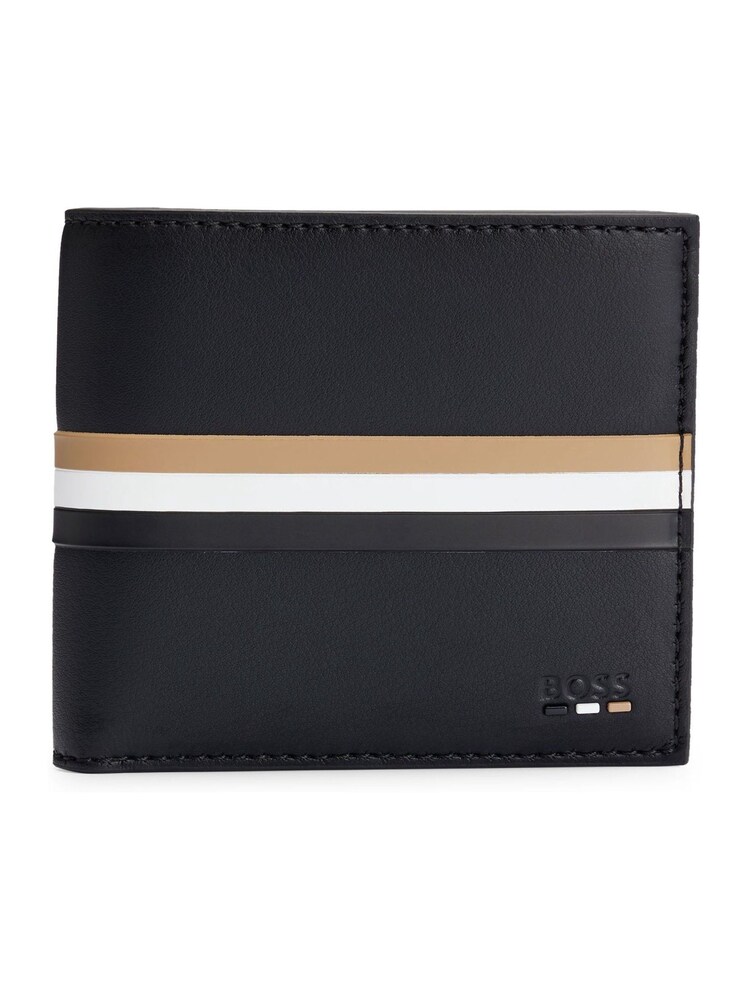 BOSS Black Faux-Leather Wallet With Signature Stripe - Image 1 of 4
