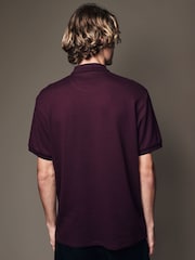 Fig Red Short Sleeve Textured Quarter Zip Polo Shirts - Image 4 of 8