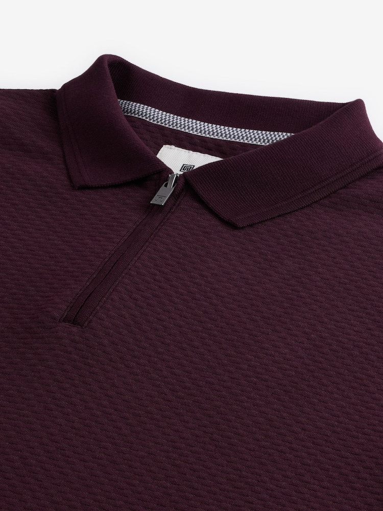 інжир червоний - з коротким рукавом Textured Quarter Zip сорочки-поло - Image 7 of 8