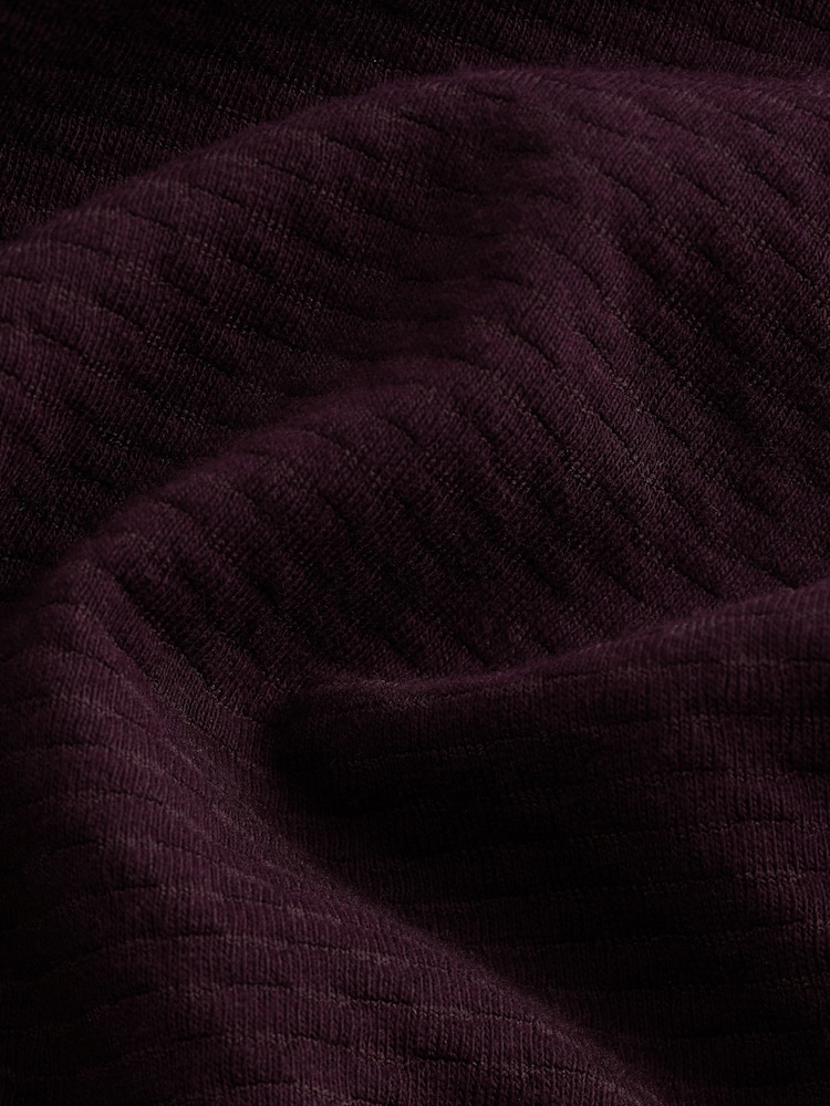 Fig Red Short Sleeve Textured Quarter Zip Polo Shirts - Image 8 of 8