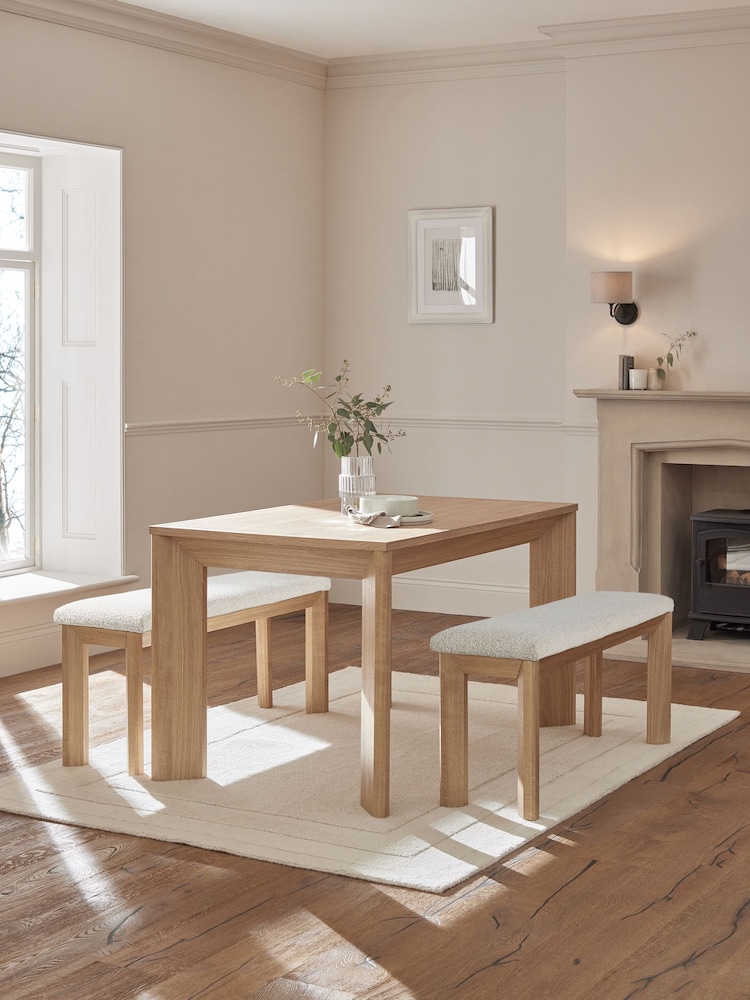 Light Natural Malvern Chunky Dining Table and Bench Set - Image 1 of 8