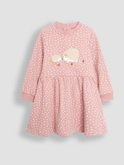 JoJo Maman Bébé Pink Hedgehog Appliqué Sweat Dress - Image 1 of 3