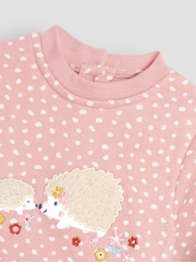 JoJo Maman Bébé Pink Hedgehog Appliqué Sweat Dress - Image 3 of 3