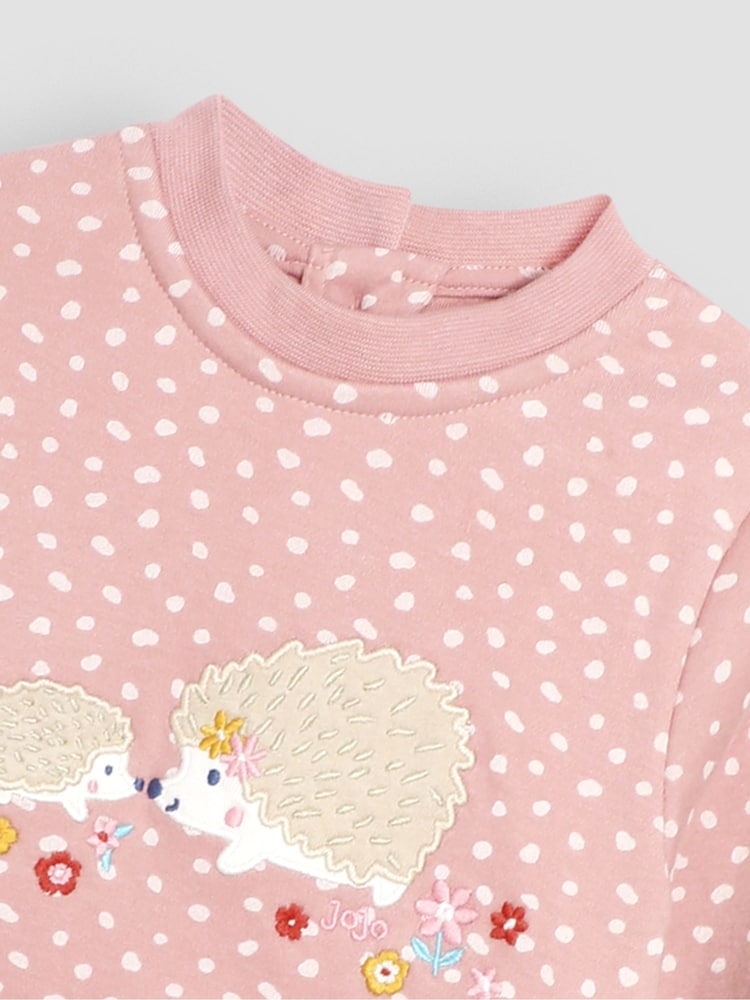 JoJo Maman Bébé Pink Hedgehog Appliqué Sweat Dress - Image 3 of 3