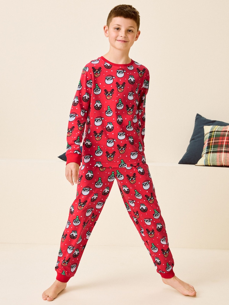 Red Single Long Sleeve 100% Cotton Pyjamas (3-16yrs) (3-16yrs) - Image 1 of 6