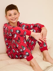 Red Single Long Sleeve 100% Cotton Pyjamas (3-16yrs) (3-16yrs) - Image 2 of 6